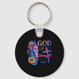 God Is My Strength Psalm 28_7 Lion Tee Key Ring