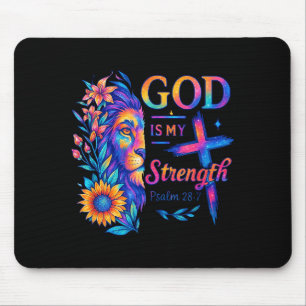 God Is My Strength Psalm 28_7 Lion Tee Mouse Mat