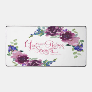 God is our refuge burgundy floral scripture desk mat