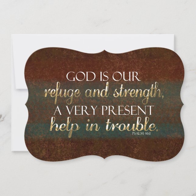 God is our Refuge Christian Bible Verse Brown/Gold Invitation (Front)