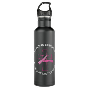 God Is Stronger Breast Cancer Awareness Christian 710 Ml Water Bottle