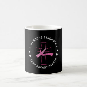 God Is Stronger Breast Cancer Awareness Christian Coffee Mug