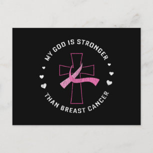 God Is Stronger Breast Cancer Awareness Christian Postcard