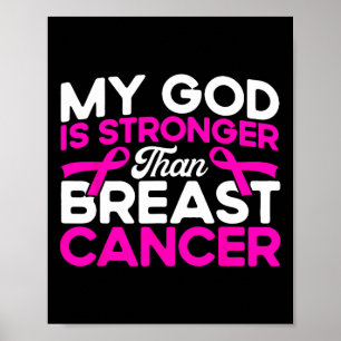 God Is Stronger Pink Breast Cancer Awareness Poster