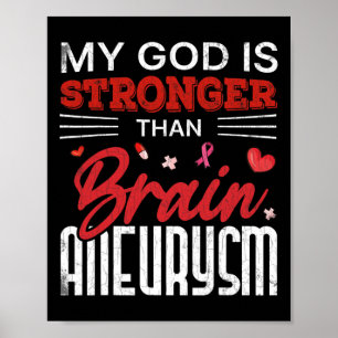 God Is Stronger Than Brain Aneurysm Awareness Grap Poster