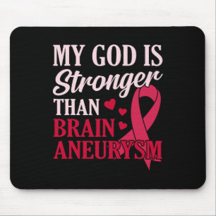 God Is Stronger Than Brain Aneurysm Awareness Mont Mouse Mat