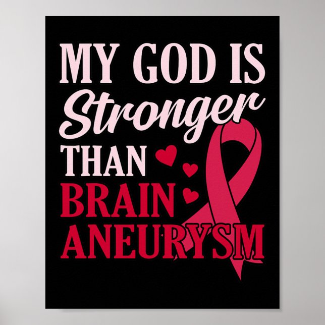 God Is Stronger Than Brain Aneurysm Awareness Mont Poster (Front)