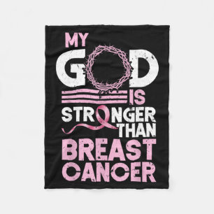 God is Stronger Than Breast Cancer Awareness Fleece Blanket