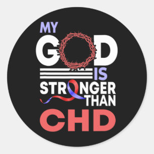 God Is Stronger Than Chd Awareness Ribbon Classic Round Sticker