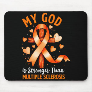 God is stronger than multiple sclerosis cross mouse mat