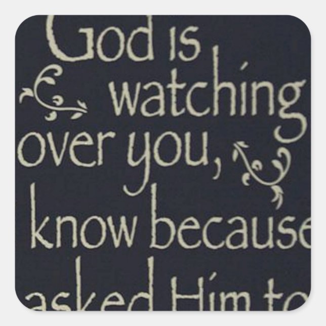 God Is Watching Over You Square Sticker (Front)