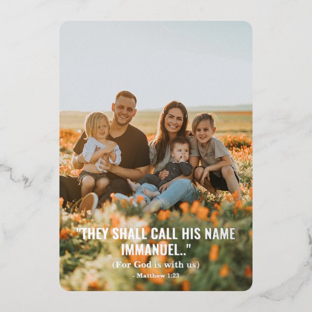 (God is with us) Christian Foil Christmas Card (Front)