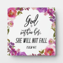 God Is Within Her Bible Verse Pink Floral Wreath