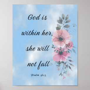God is Within Her, Bible Verse, Psalm 46 5 Poster