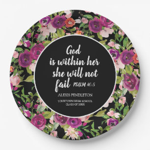 God is Within Her Christian Graduation Class of Paper Plate