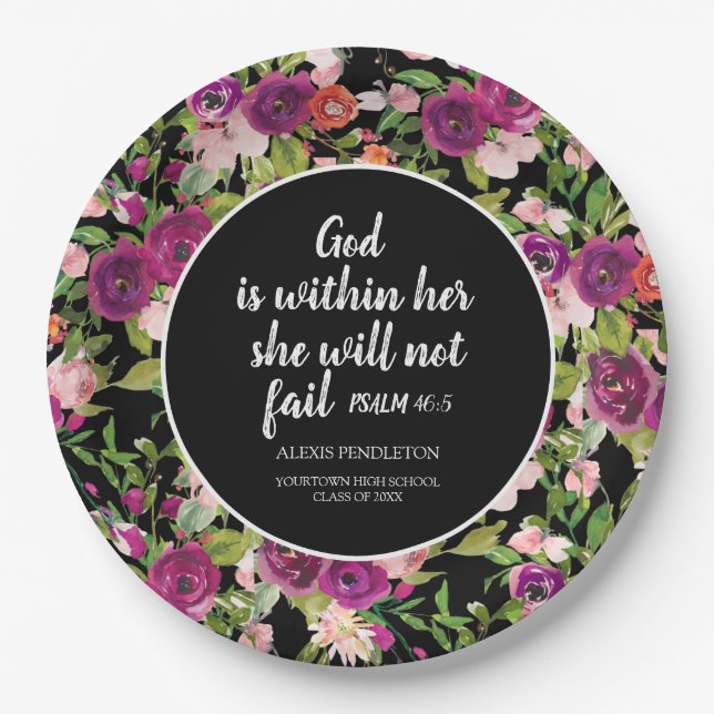 God is Within Her Christian Graduation Class of Paper Plate (Front)