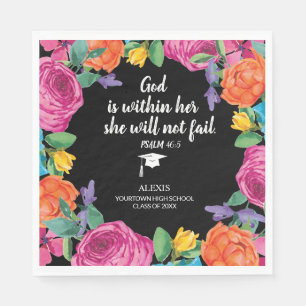 God is Within Her Christian Graduation  Napkin