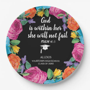God is Within Her Christian Graduation  Paper Plate