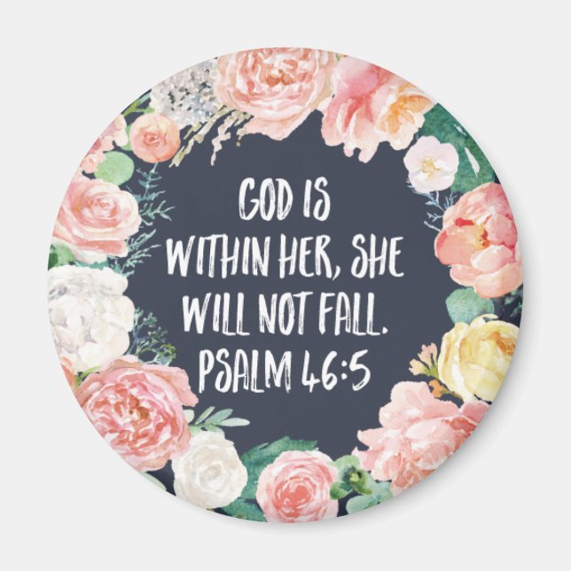 God Is Within Her Floral Christian Magnet (Front)