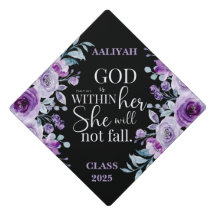God is within her Floral Personalise Tassel Topper