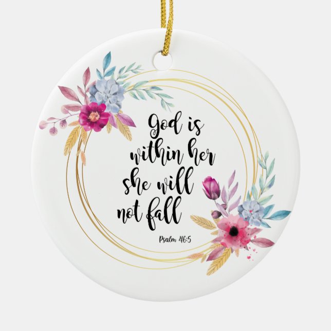 God is Within Her Psalm 46:5 Ceramic Tree Decoration (Front)
