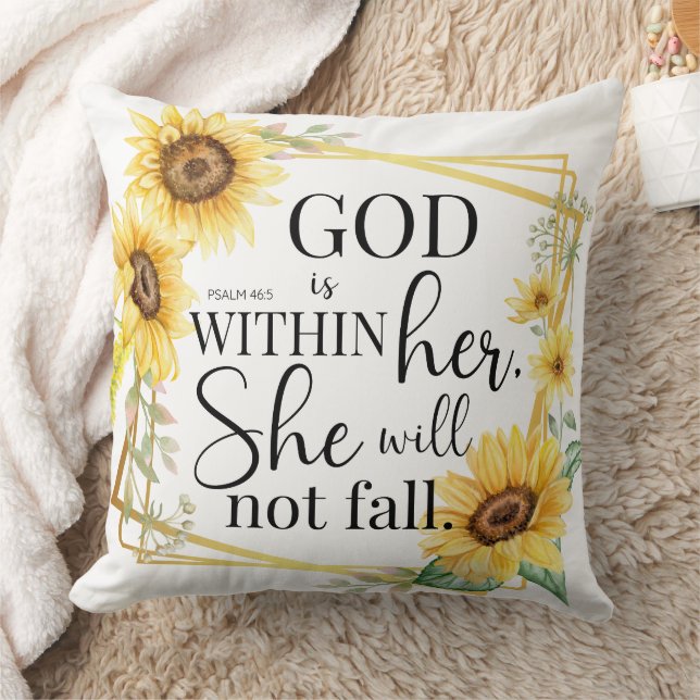 God is within her - Psalm 46:5 Sunflower Christian Cushion (Blanket)