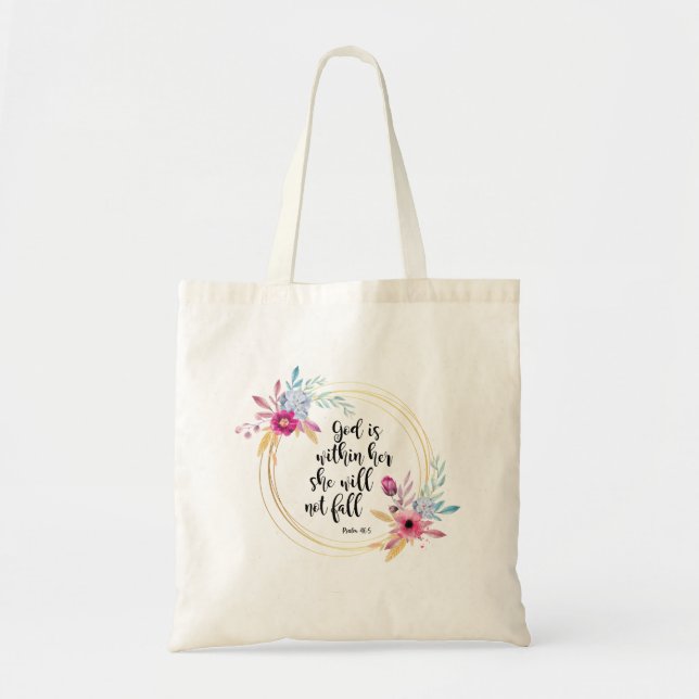 God is Within Her Psalm 46:5 Tote Bag (Front)