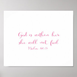 God is within her she will not fail - pink poster