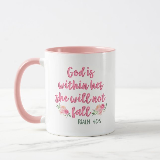 God is Within Her She Will Not Fall // Bible Verse Mug (Left)