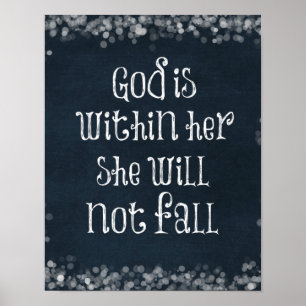 God is Within Her, She Will Not Fall Bible Verse Poster