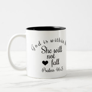 God Is Within Her She Will Not Fall Bible Verse Two-Tone Coffee Mug