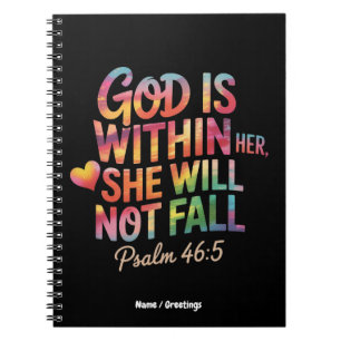 God is Within Her, She Will Not Fall  Bible Women Notebook