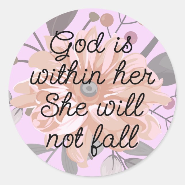God is Within Her She Will Not Fall Classic Round Sticker (Front)