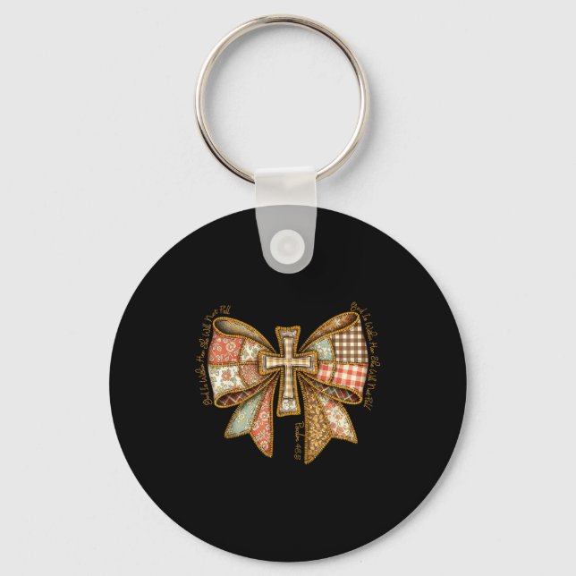 God Is Within Her She Will Not Fall Coquette Bow C Key Ring (Front)