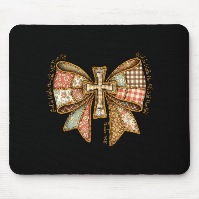 God Is Within Her She Will Not Fall Coquette Bow C Mouse Mat (Front)