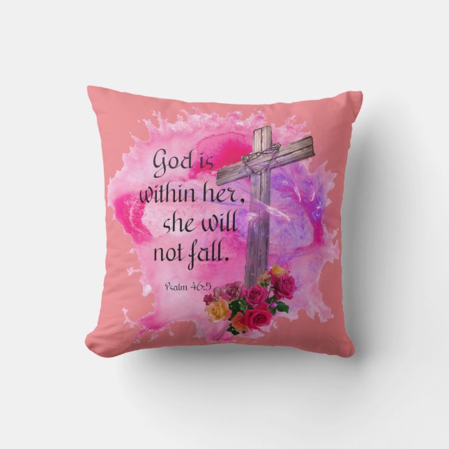 God is within her she will not Fall Cushion (Front)