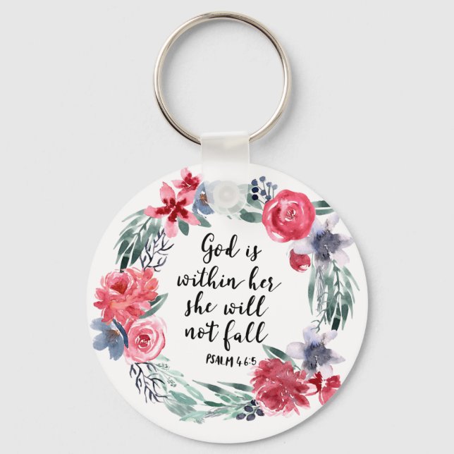 God is within her she will not fall key ring (Front)