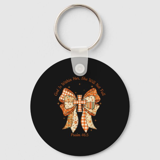 God Is Within Her She Will Not Fall Psalm 46_5 Coq Key Ring (Front)