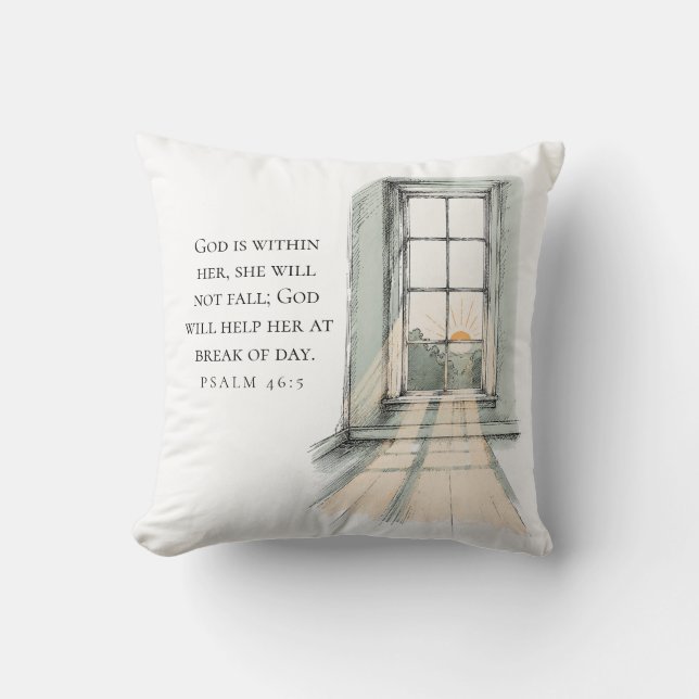 God Is Within Her, She Will Not Fall - Psalm 46:5 Cushion (Front)