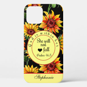 God Is Within Her She Will Not Fall Sunflower iPhone 12 Case