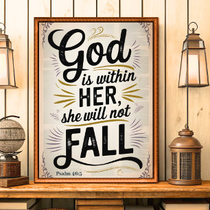God Is Within Her – Vintage Christian Wall Art 