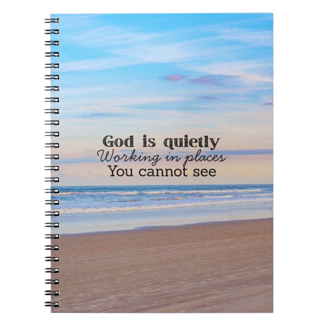 God is working Christian typography Biblical  Notebook (Front)