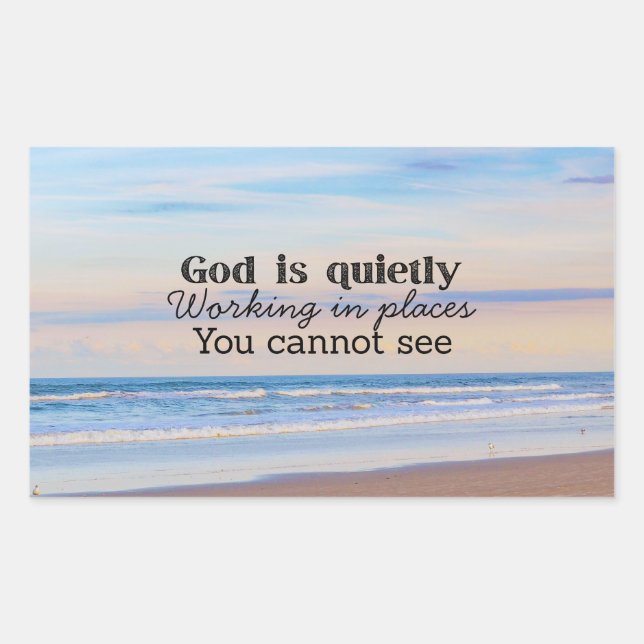 God is working Christian typography Biblical  Rectangular Sticker (Front)