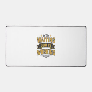 God Is Working Vintage Faith Typography Shirt_1 Desk Mat