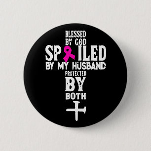 God Jesus Pink Ribbon Husband Wife Breast Cancer 6 Cm Round Badge