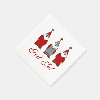 God Jul | Cute Funny Tomten Norwegian Christmas Napkin