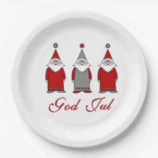 God Jul | Cute Funny Tomten Norwegian Christmas Paper Plate