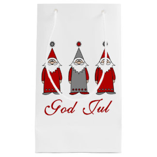 God Jul | Cute Funny Tomten Norwegian Christmas Small Gift Bag