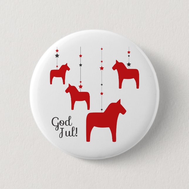 God jul! Dala Horse Button (Front)