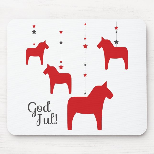God jul! Dala Horse Mouse Pad (Front)